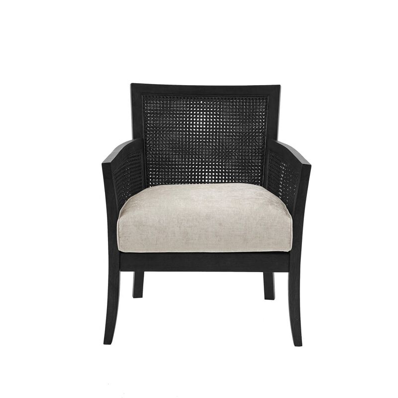Gracie Mills Damian Loose Seat Cane Armchair with Solid Woods Legs
