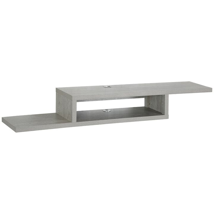 Grey Living Room Storage: Wall-Mounted Floating Media Console