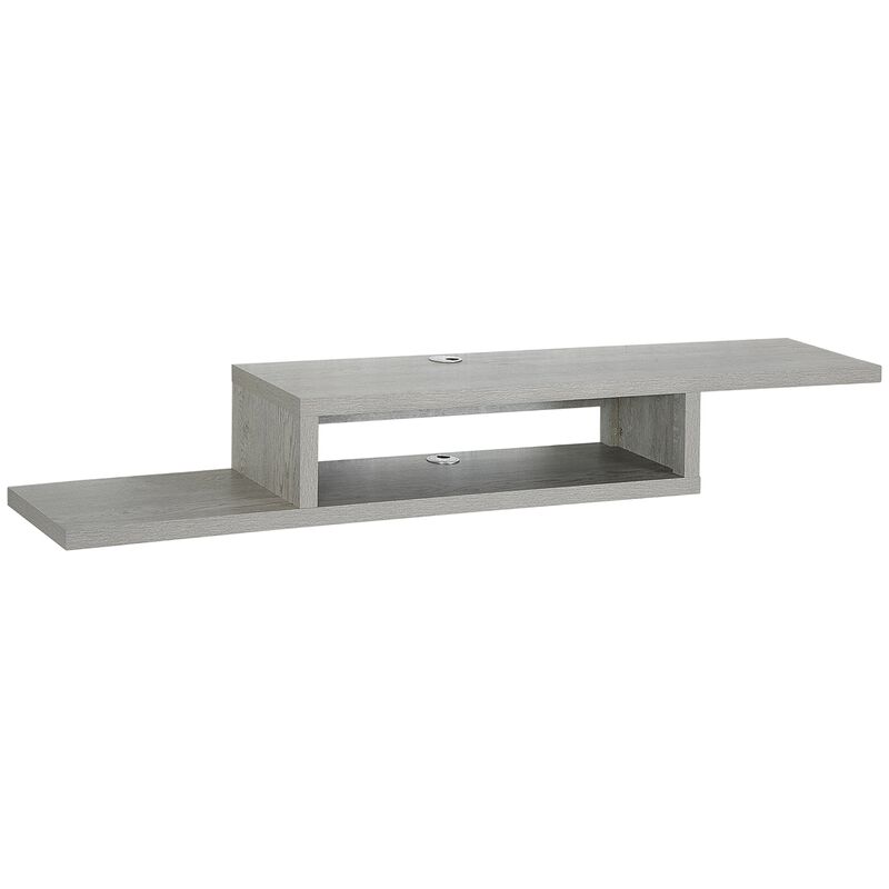 Grey Living Room Storage: Wall-Mounted Floating Media Console