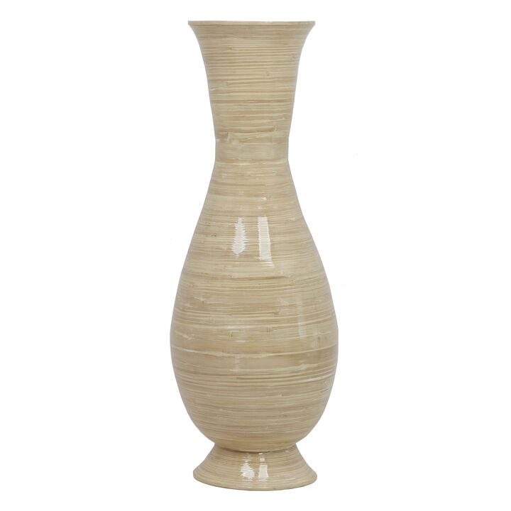 Tall Modern 13.8 in Dia Decorative Floor Vase: Handmade, Natural Bamboo Finish, Contemporary Home Décor, Handcrafted Bamboo, Elegant Interior Design, Bamboo Craftsmanship, Statement Piece for Modern Spaces, Medium
