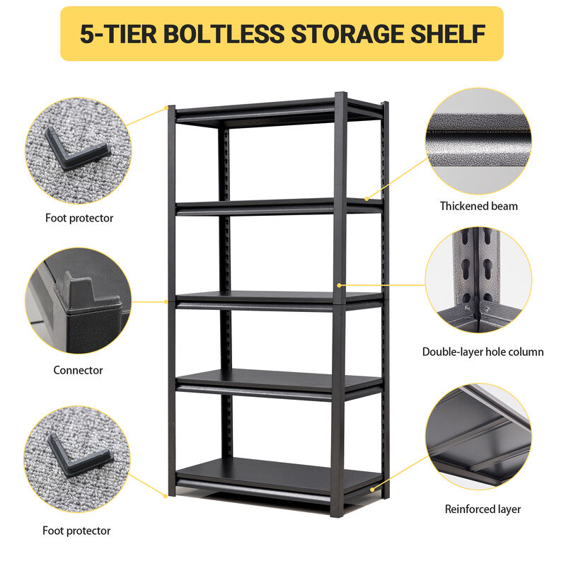 5-Tier Garage Shelving Unit Adjustable Heavy-Duty Storage Rack for Industrial & Home Organization