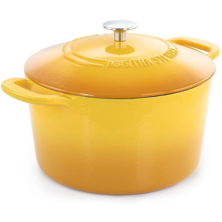 Martha Stewart 7 Quart Enameled Cast Iron Dutch Oven with Lid in Yellow Ombre