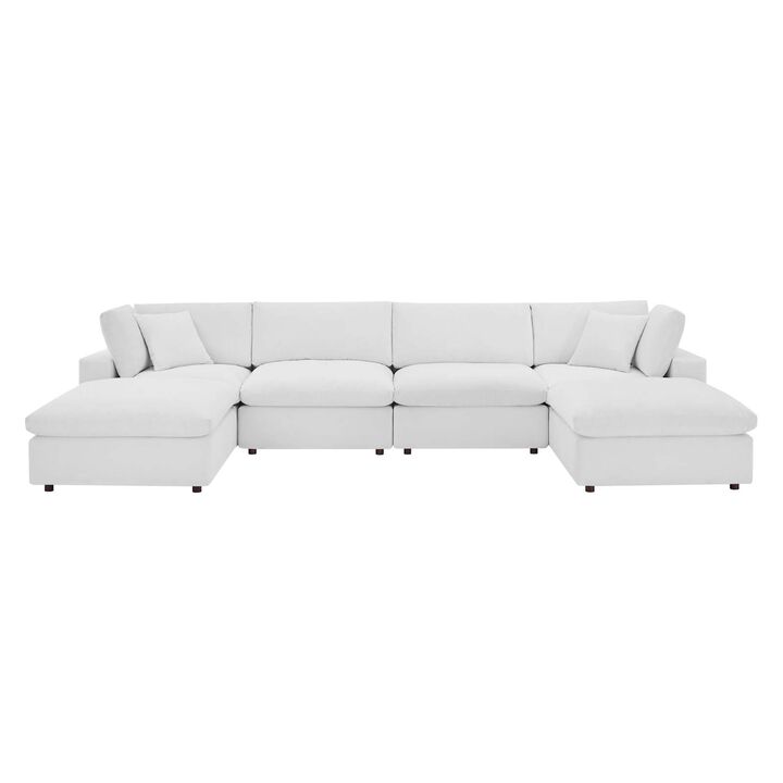 Commix Down Filled Overstuffed Performance Velvet 6-Piece Sectional Sofa
