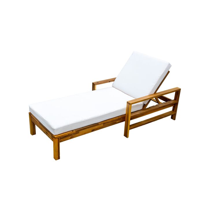 Mondawe Outdoor Patio Lounge Chair,3-Position Adjustable Backrest With Foam Cushion Lounge Chair