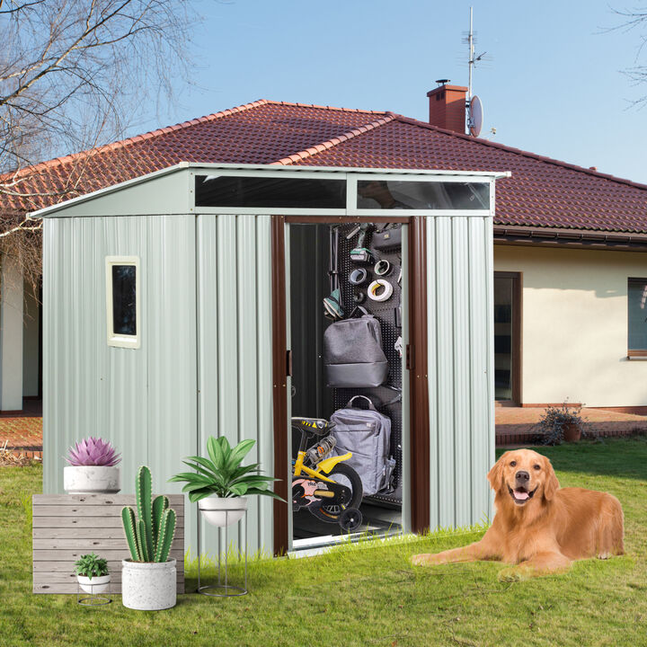 6FT X 5FT Outdoor Metal Storage Shed With Window White