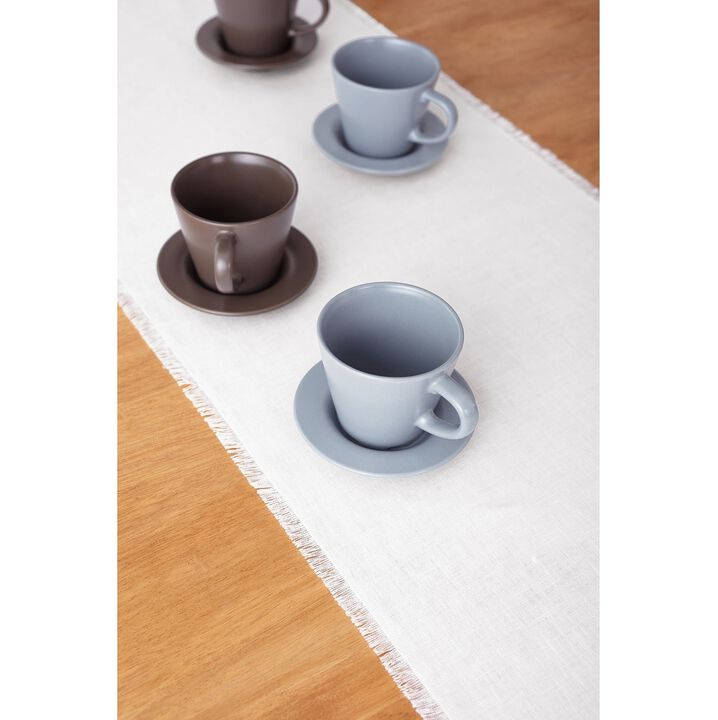 Solino Home 100% Pure Linen Table Runner 14 x 120 Inch | Fringe