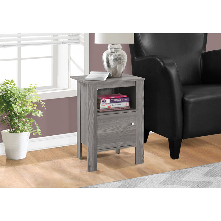 Monarch Specialties I 2138 Accent Table, Side, End, Nightstand, Lamp, Storage, Living Room, Bedroom, Laminate, Grey, Transitional