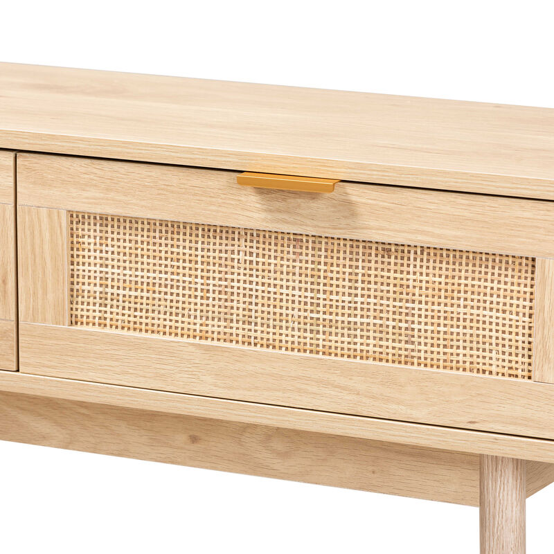 Baxton Studio Baird Mid Century Light Oak Brown Finished Wood 2 Drawer Console Table