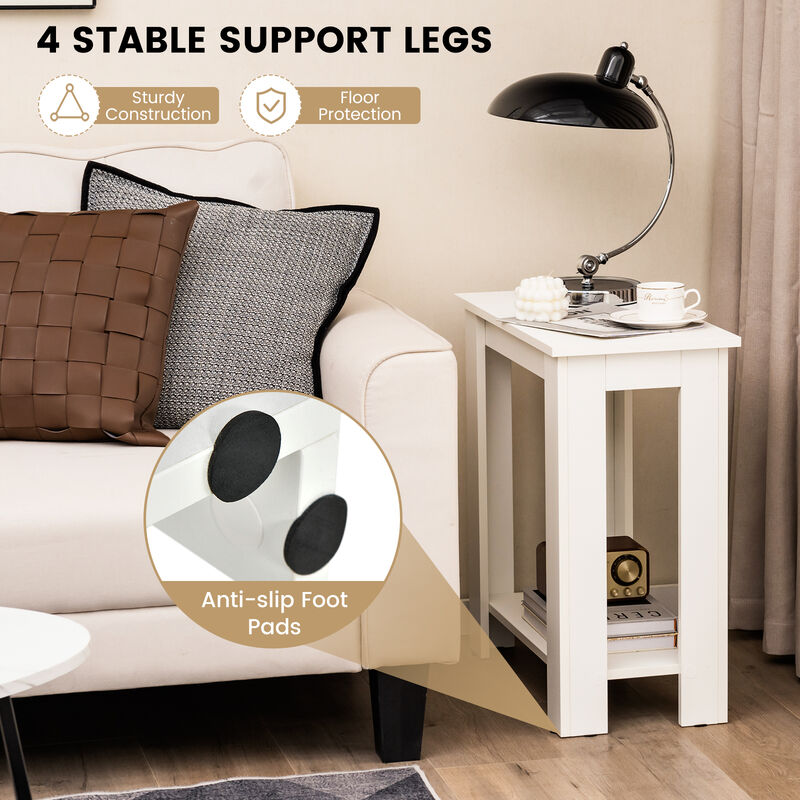2-Tier Modern Compact End Table with Storage Shelf