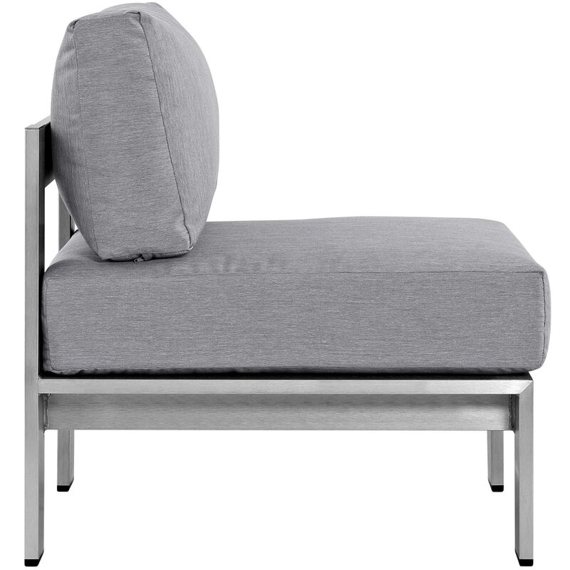 Shore 3 Piece Outdoor Patio Aluminum Sectional Sofa Set - Silver Gray