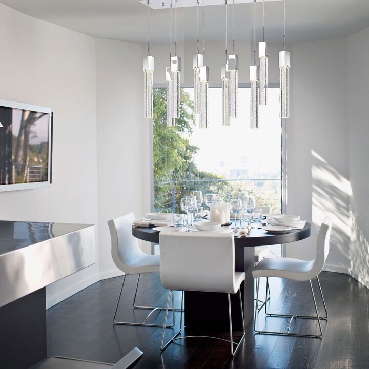 Sparkling Night Chandelier Chrome Metal and Acrylic 10 LED Light Dimmable Extra Large
