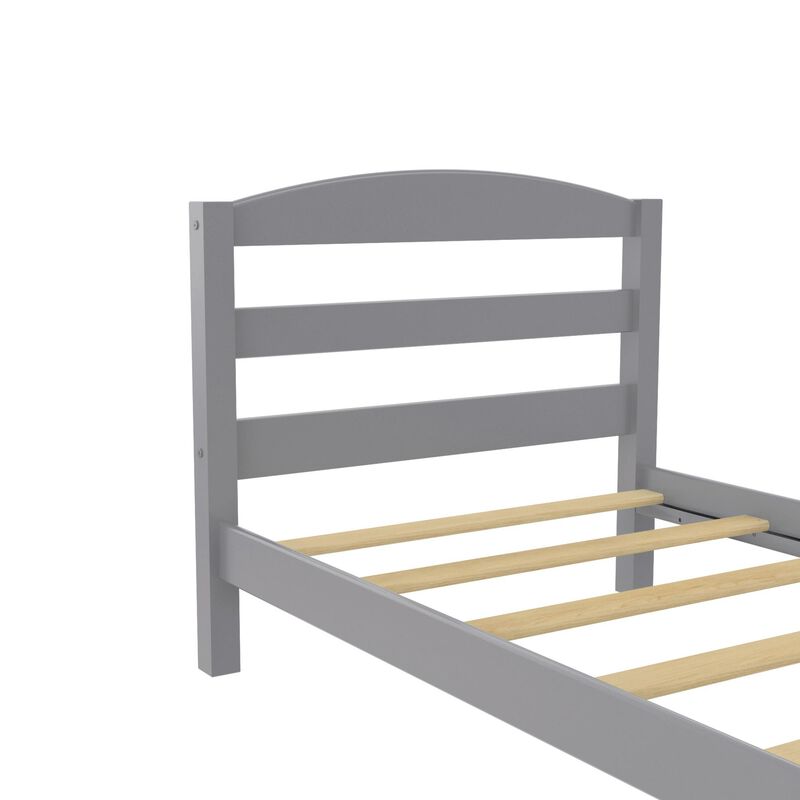 DHP Buster Twin Bed with Wood Headboard, Gray