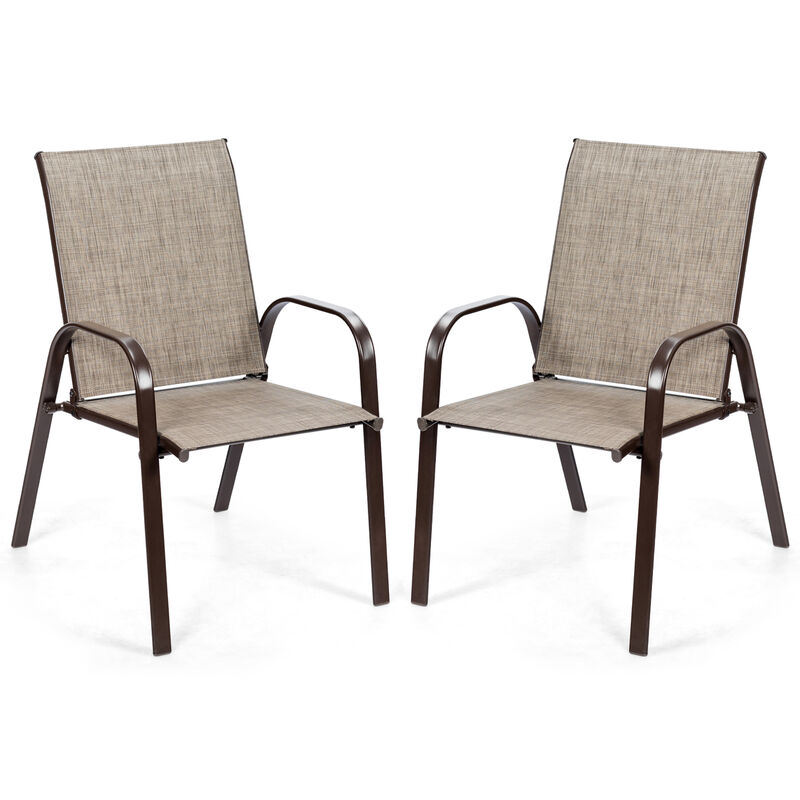2 Pcs Patio Chairs Outdoor Dining Chair with Armrest