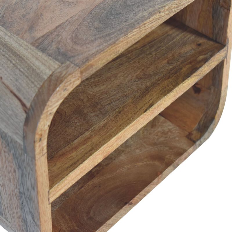 Artisan Furniture solid Wood Oak-ish Floating Open Curve Nightstand