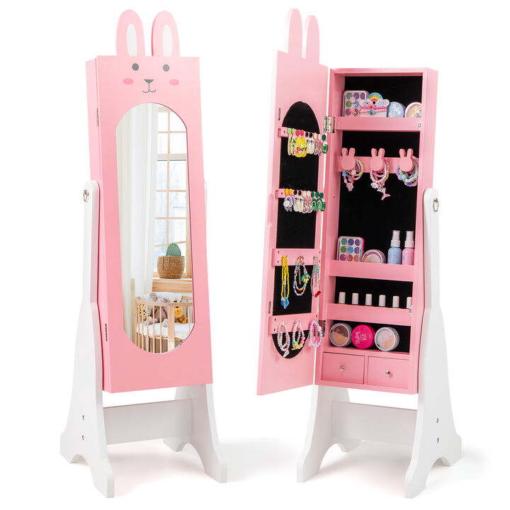 Kids Jewelry Armoire Cabinet with 2 Tilt Angles and Large Storage Capacity