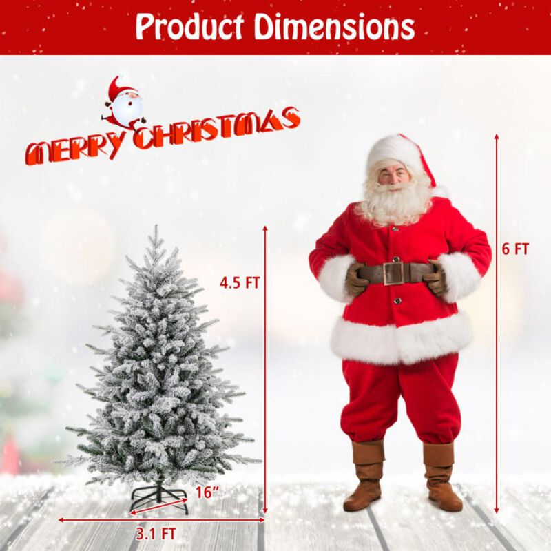 Hivvago 4.5/6/7 Feet Flocked Christmas Tree with 8 Lighting Modes and Multi-Color LED Lights