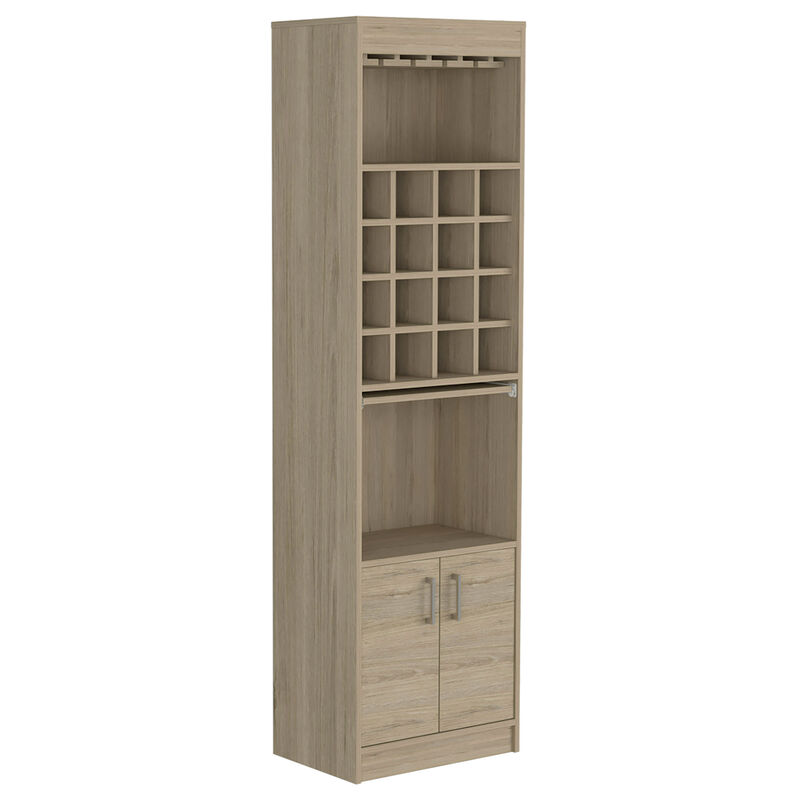 DEPOT E-SHOP Athens Kava Bar Cabinet, 16 Built-in Wine Rack, Two Door Cabinet, Two Shelves, Light Pine
