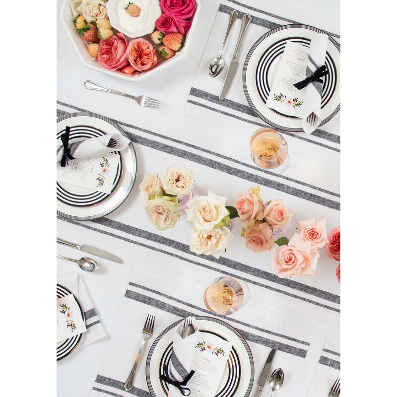 Solino Home 100% Pure Linen Table Runner | French Stripe for Spring & Easter