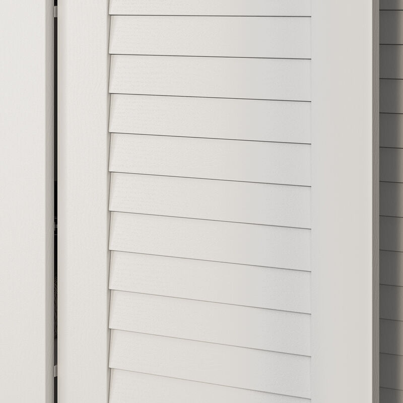 70 in. H x 19 in. D White Wood 59 in. W 4 Shutter Doors Big Armoires Wardwore with 6-Drawers, Hanging Rod