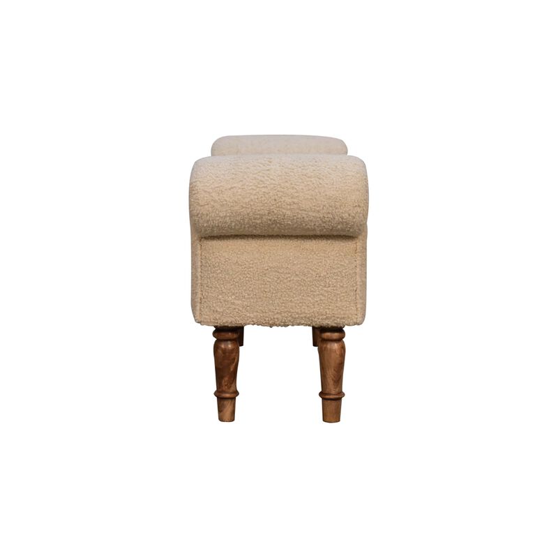Upholstery Solid Wood Boucle Cream Bench