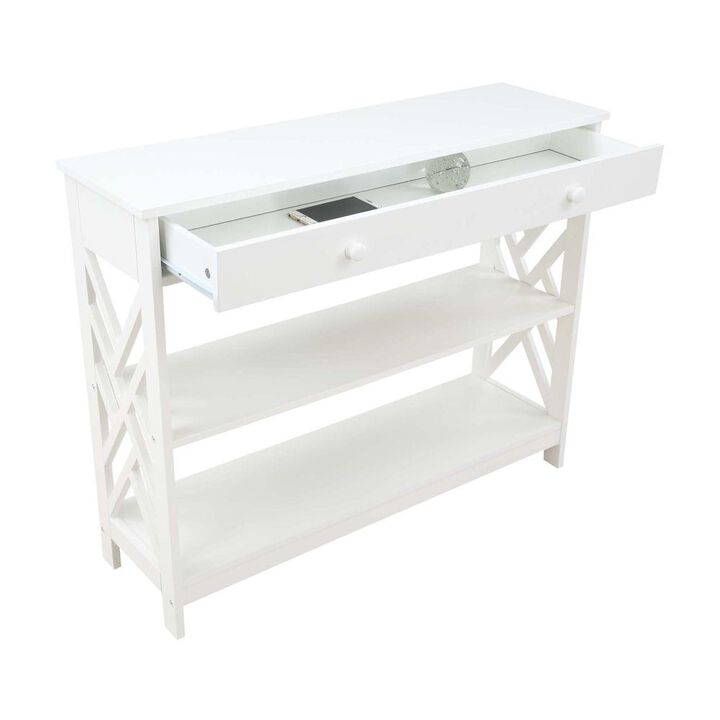 Convenience Concepts Titan 1 Drawer Console Table with Shelves, White
