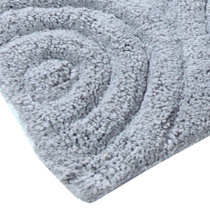 Knightsbridge Beautiful Circle Design Year Round Cotton With Non-Skid Back Bath Rug 24" X 40" Silver