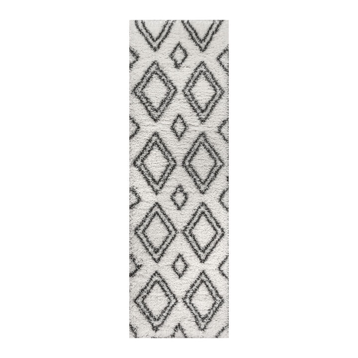 Beni Moroccan Style Diamond Shag Area Rug