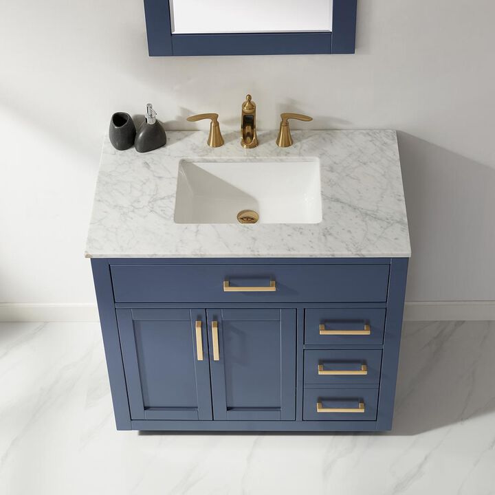 Altair 36 Single Bathroom Vanity Set in Royal Blue with Mirror
