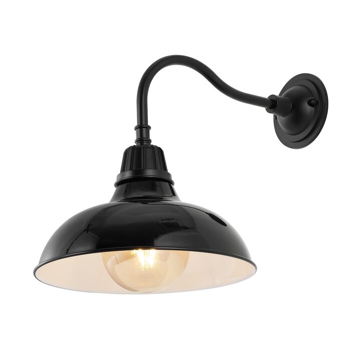 Aurora Farmhouse Industrial Indoor/Outdoor Iron LED Gooseneck Arm Outdoor Sconce