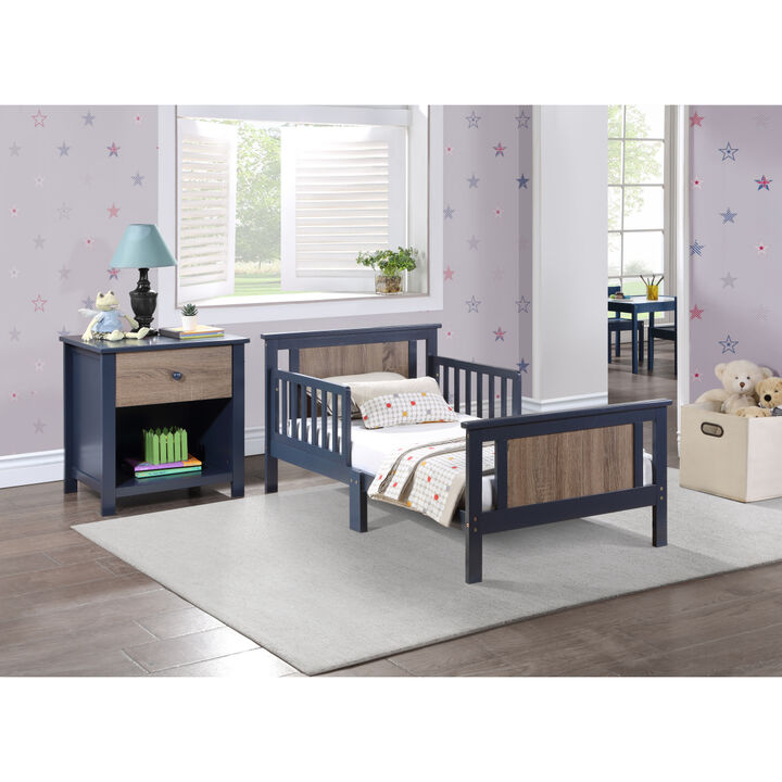 Connelly Reversible Panel Toddler Bed Midnight Blue/Vintage Walnut