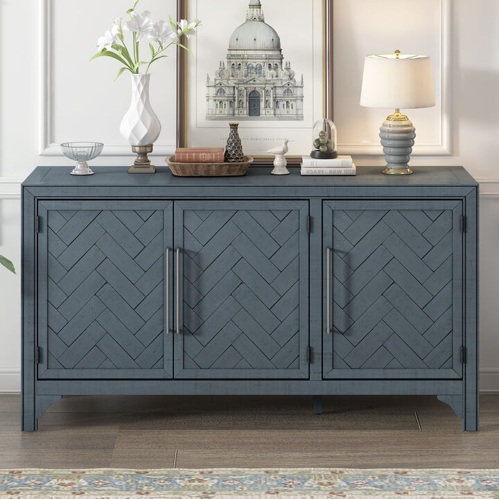 U_Style Designed Storage Cabinet Sideboard with MDF+Pine veneer , Adjustable Shelves, Suitable for Living Rooms, Entrance and Study Rooms