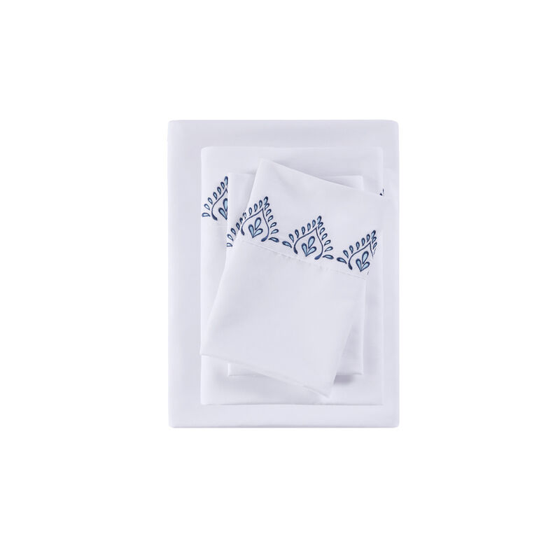 Gracie Mills Luca 4-Peice Embroidered Soft Brushed Microfiber Sheet Set