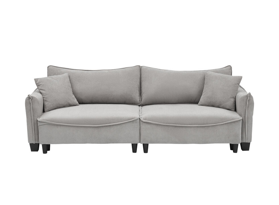 Merax Corduroy Fabric Loveseat Sofa Bed with Pillows
