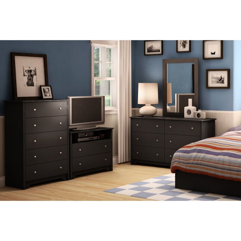 Hivvago Black 6 Drawer Bedroom Dresser with Nickle Metal Knobs Handles