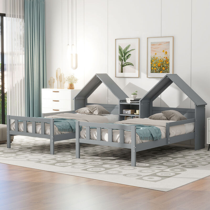 Merax Platform Bed with House-shaped Headboard