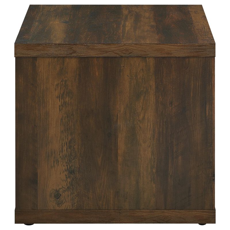 Rizz Side End Table, Square Cube Design Open Shelf, 23 Inch Dark Brown - Benzara