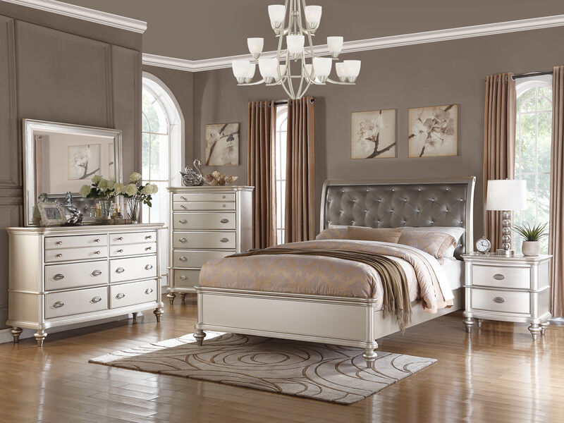Streamdale Wood Nightstand With 2 Drawer In Silver