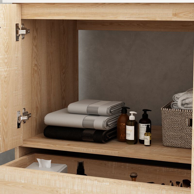 FUFU&GAGA Elegant Bathroom Vanity Cabinet with Storage - 29.1"W x 33.9"H, Brown