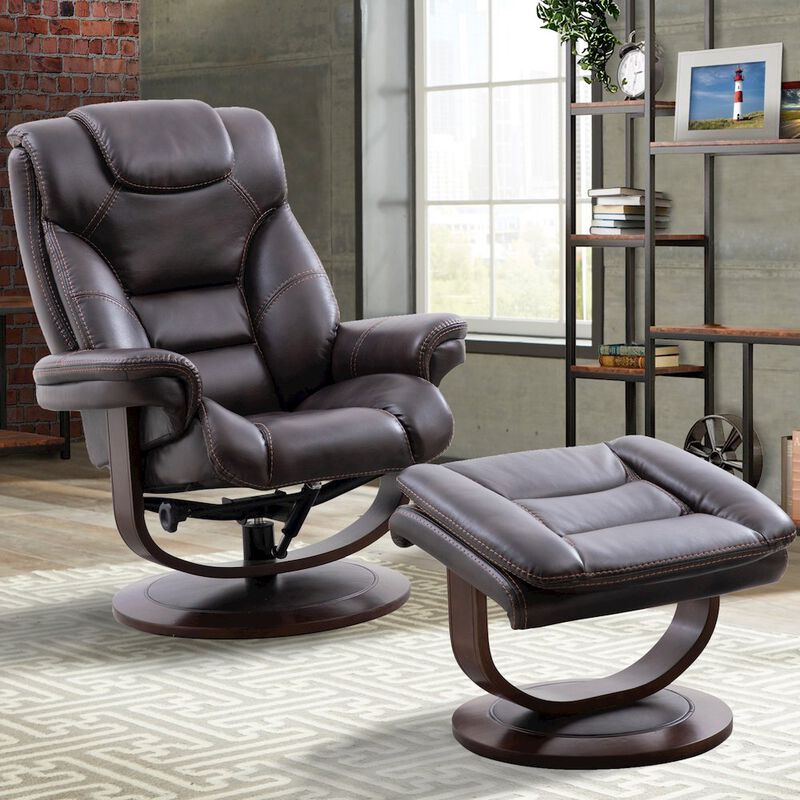 Parker Living Monarch - Truffle Manual Reclining Swivel Chair and Ottoman