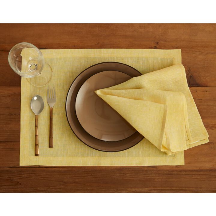 Solino Home 100% Pure Linen 14 x 19 Inch Placemats Set of 4 | Athena