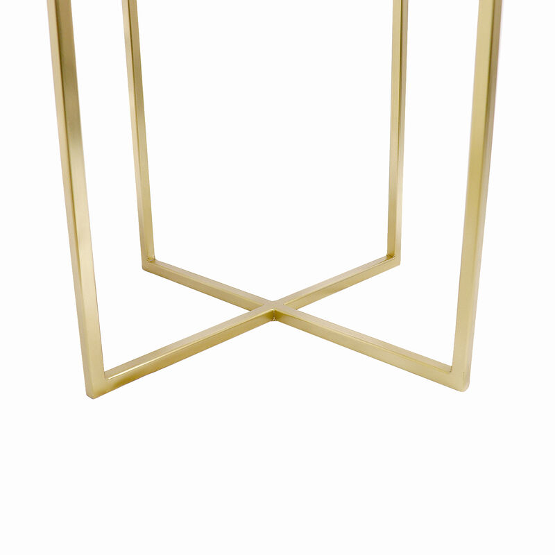 Pasargad Home Perama Marble & Stainless Steel Side Table, White