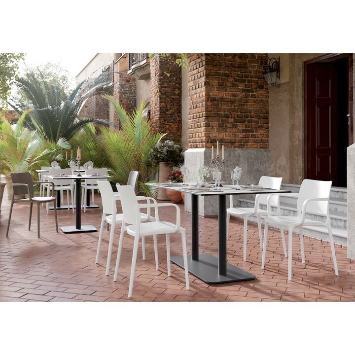 Omax Decor Cleo Arm Resin Patio Dining Chair in White - (Set of 2)