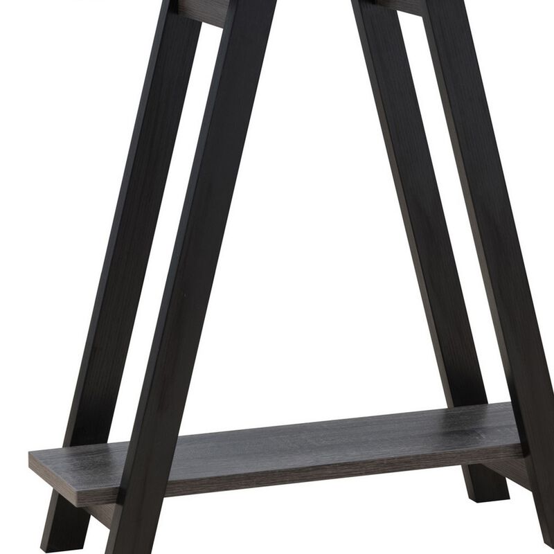 Baki 38 Inch Modern Wood Side Console Table, Corner Compartment, Black-Benzara