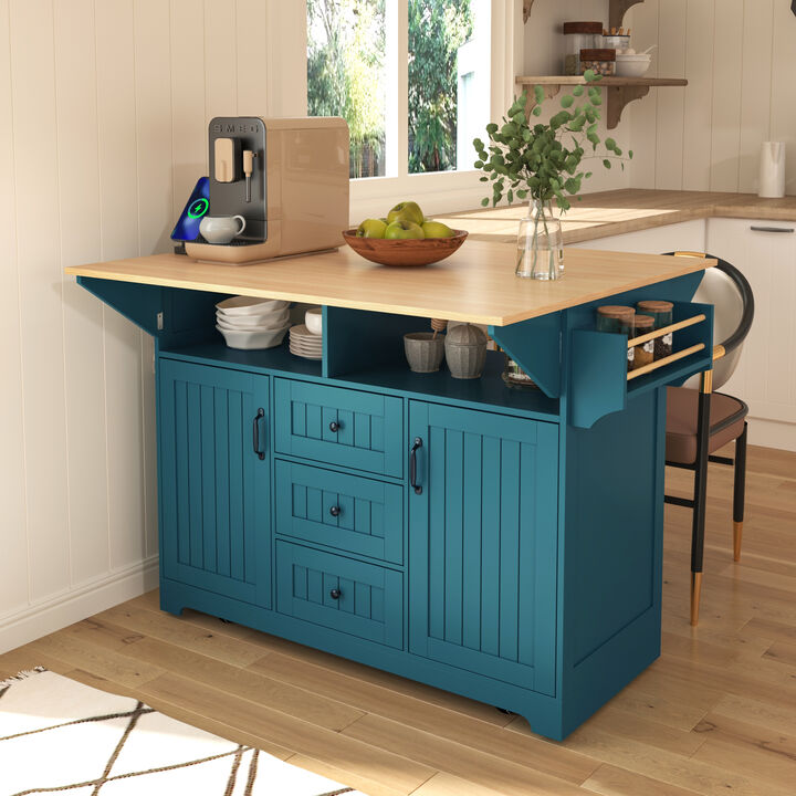 Merax Rolling Kitchen Cart with 2 Drop Leaf