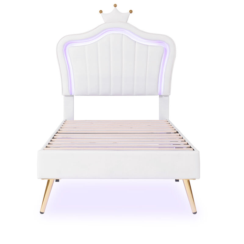 Merax Modern Princess Bed With Crown Headboard