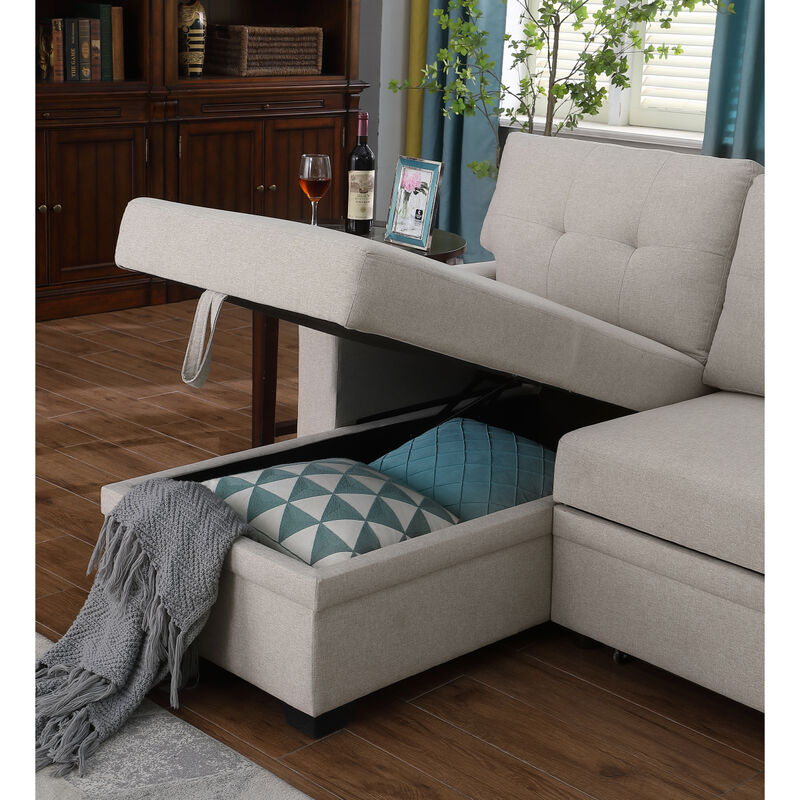 Upholstered Pull Out Sectional Sofa With Chaise
