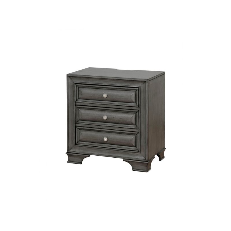 Streamdale 3-Drawer Transitional Nightstand w/ Nickel Knob