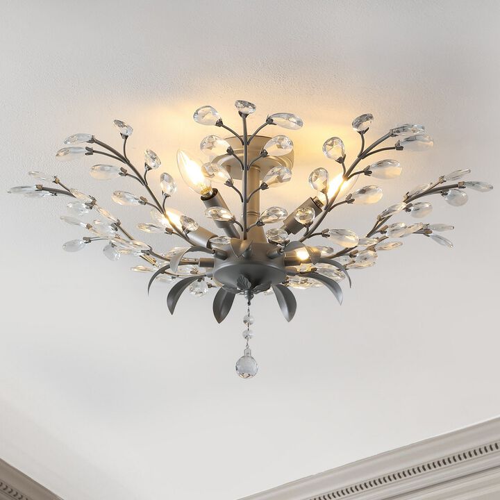 Elisana 4-Light Contemporary Bohemian Iron/Acrylic LED Semi Flush Mount