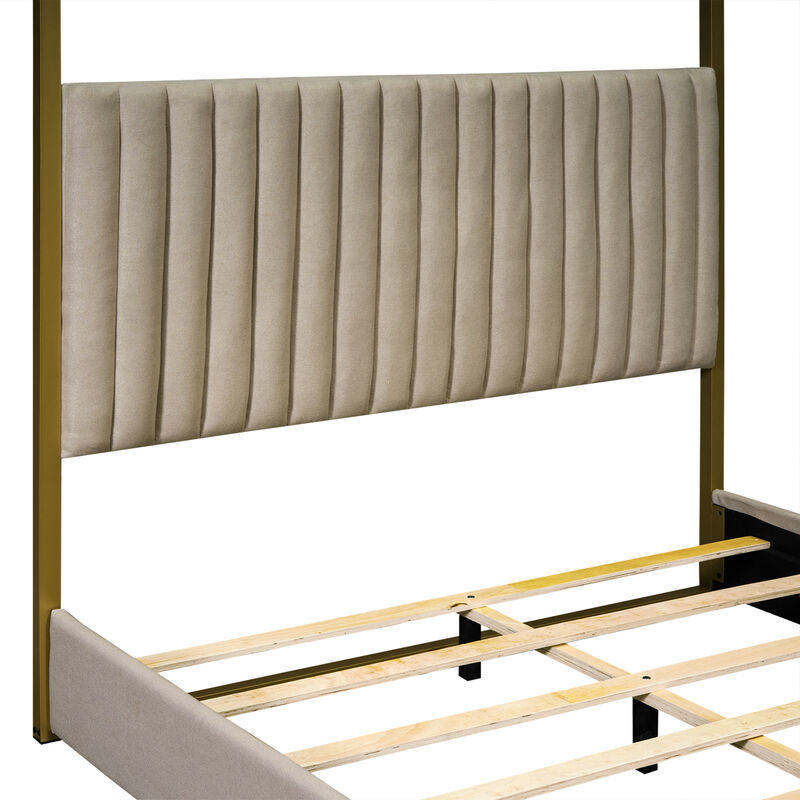 Merax Upholstery Canopy Platform Bed