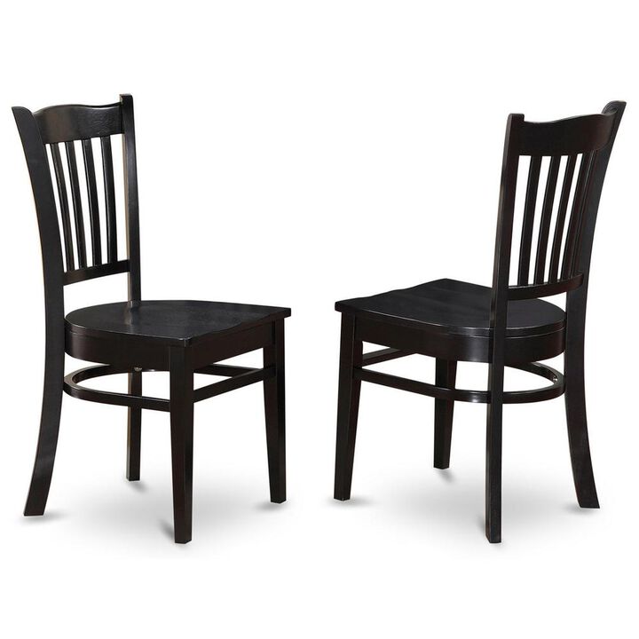 East West Furniture Groton  Dining  Chair  With  Wood  Seat  In  Black  Finish,  Set  of  2